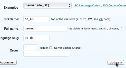 Spracheinstellung Beispiel Deutsch