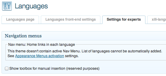 xili-language: Settings for experts